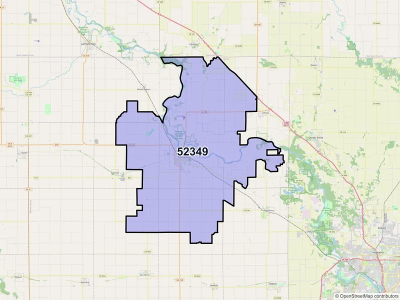 Map of ZIP Code 52349 — Vinton, IA