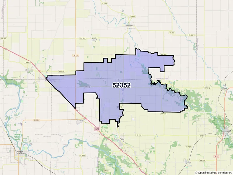 Map of ZIP Code 52352 — Walker, IA
