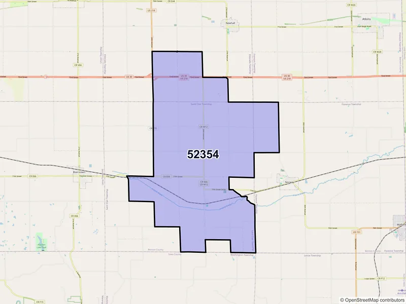 Map of ZIP Code 52354 — Watkins, IA