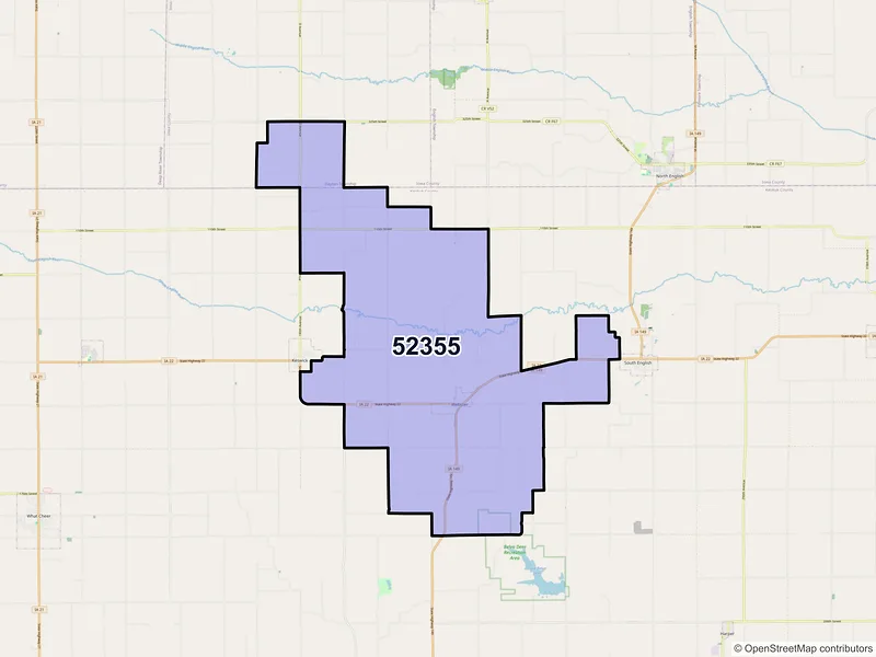 Map of ZIP Code 52355 — Webster, IA