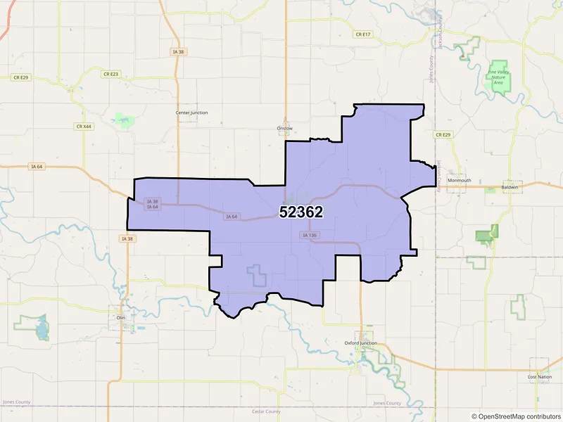 Map of ZIP Code 52362 — Wyoming, IA