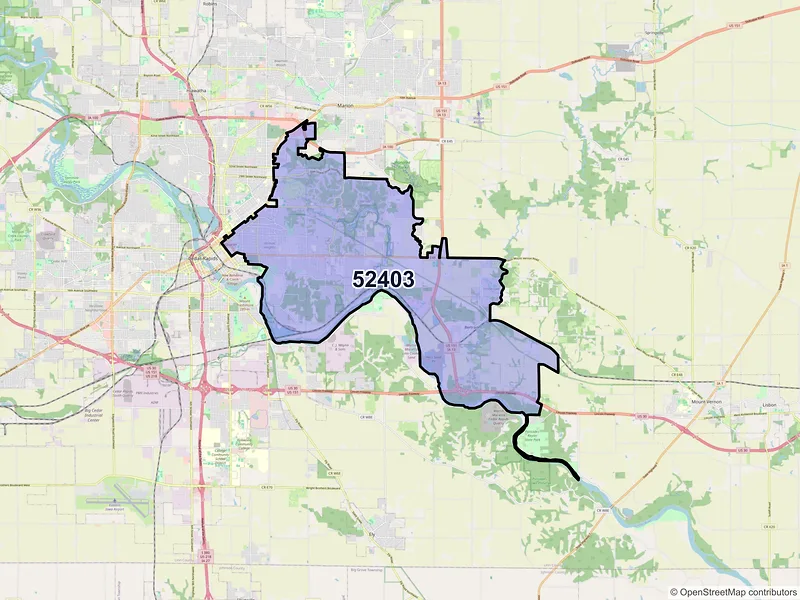 Map of ZIP Code 52403 — Cedar Rapids, IA