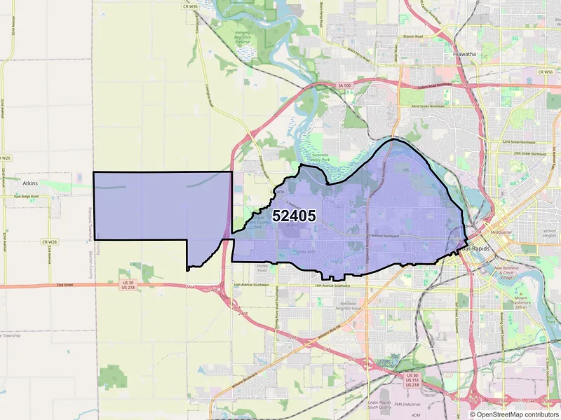 Map of ZIP Code 52405 — Cedar Rapids, IA