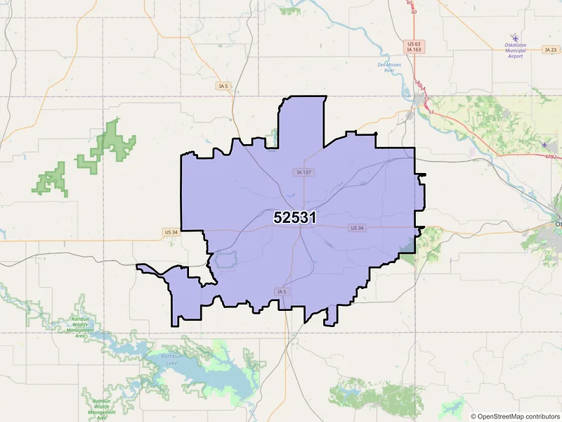 Map of ZIP Code 52531 — Albia, IA