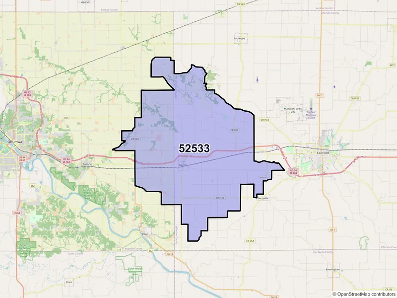 Map of ZIP Code 52533 — Batavia, IA