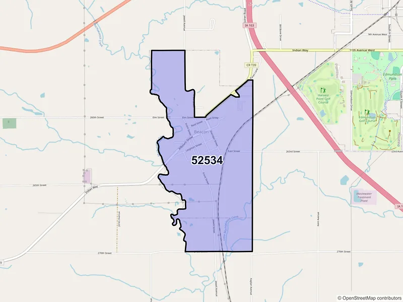 Map of ZIP Code 52534 — Beacon, IA