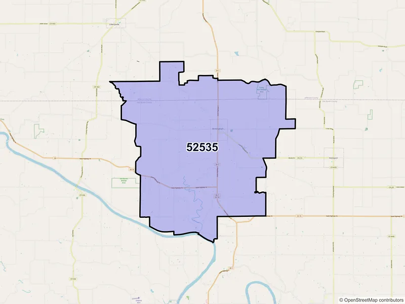 Map of ZIP Code 52535 — Birmingham, IA