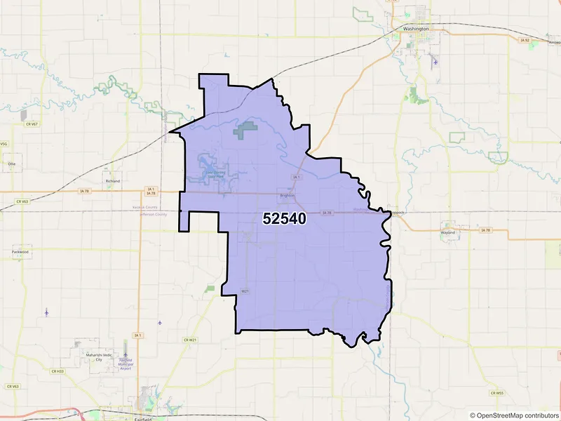 Map of ZIP Code 52540 — Brighton, IA