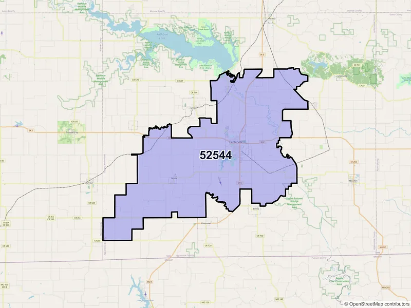 Map of ZIP Code 52544 — Centerville, IA