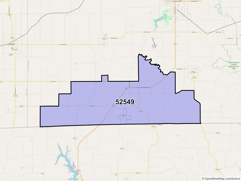 Map of ZIP Code 52549 — Cincinnati, IA