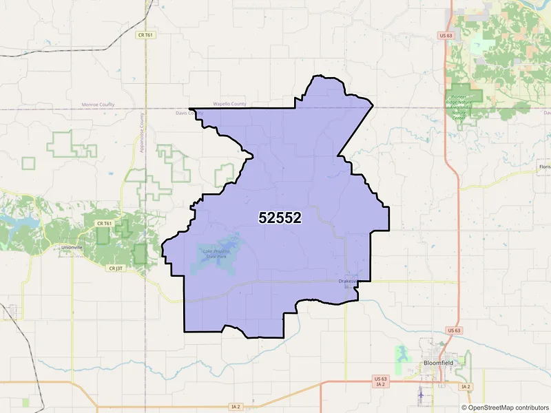 Map of ZIP Code 52552 — Drakesville, IA
