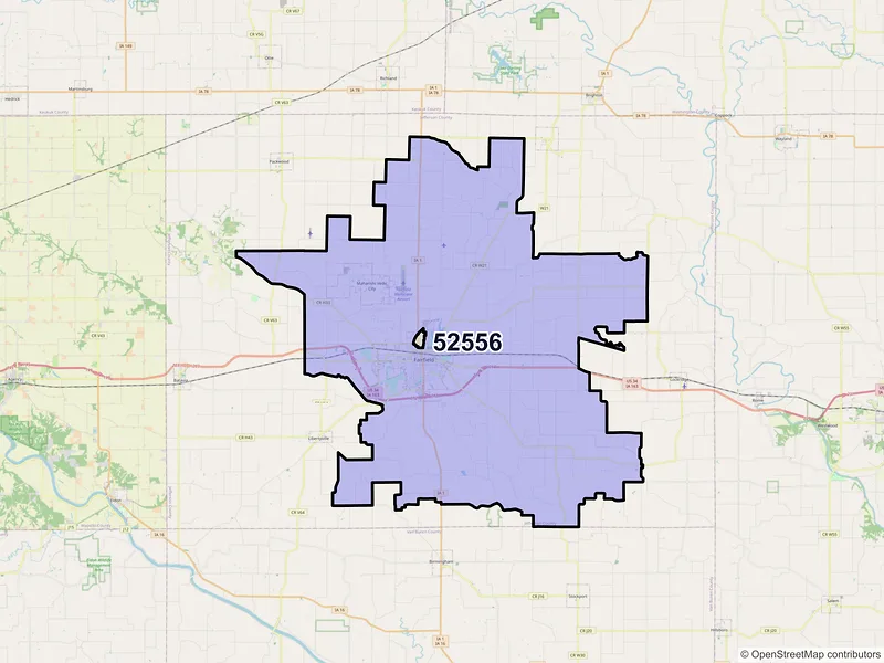 Map of ZIP Code 52556 — Fairfield, IA