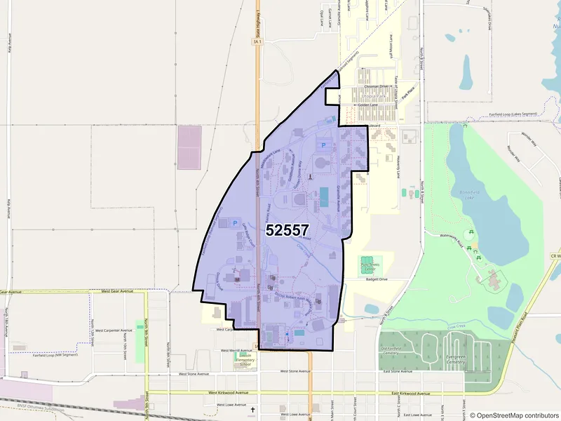 Map of ZIP Code 52557 — Fairfield, IA