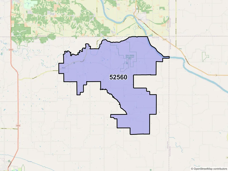Map of ZIP Code 52560 — Floris, IA