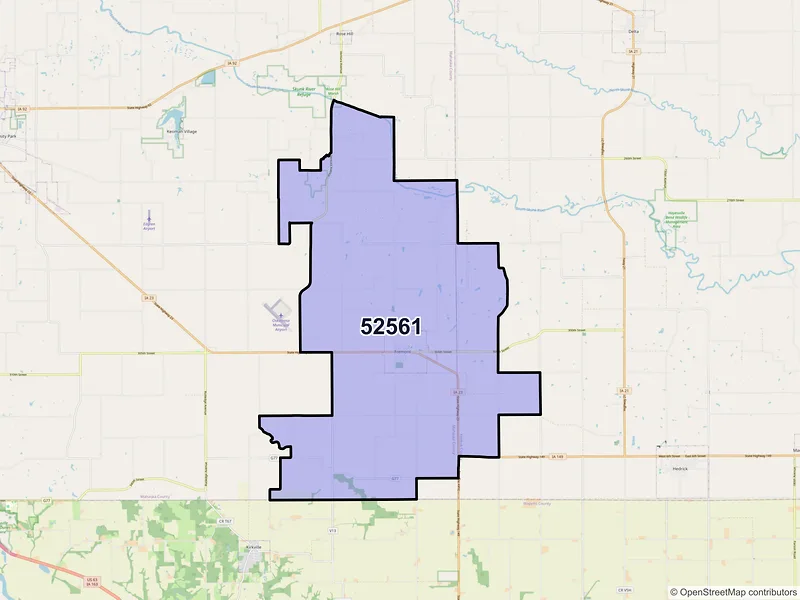 Map of ZIP Code 52561 — Fremont, IA