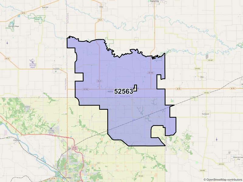Map of ZIP Code 52563 — Hedrick, IA