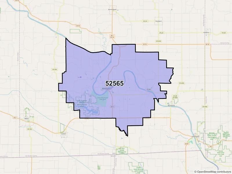 Map of ZIP Code 52565 — Keosauqua, IA
