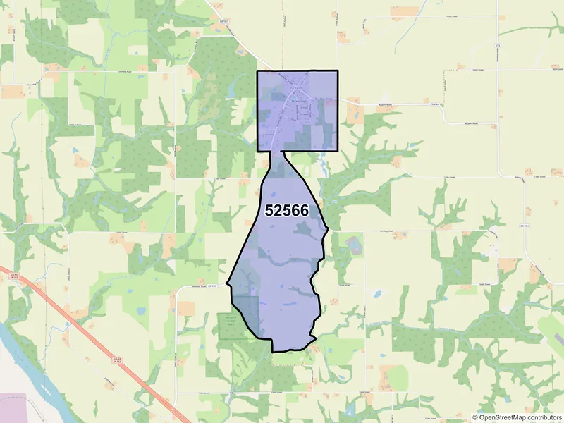 Map of ZIP Code 52566 — Kirkville, IA