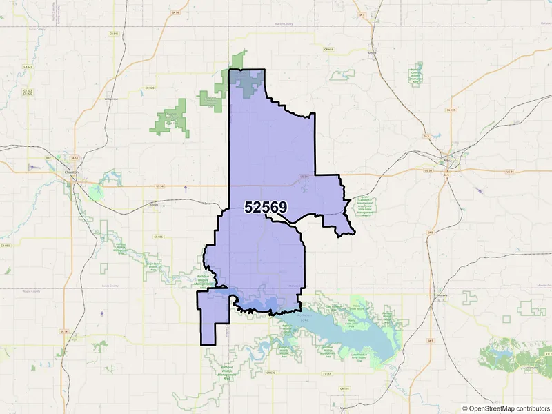 Map of ZIP Code 52569 — Melrose, IA