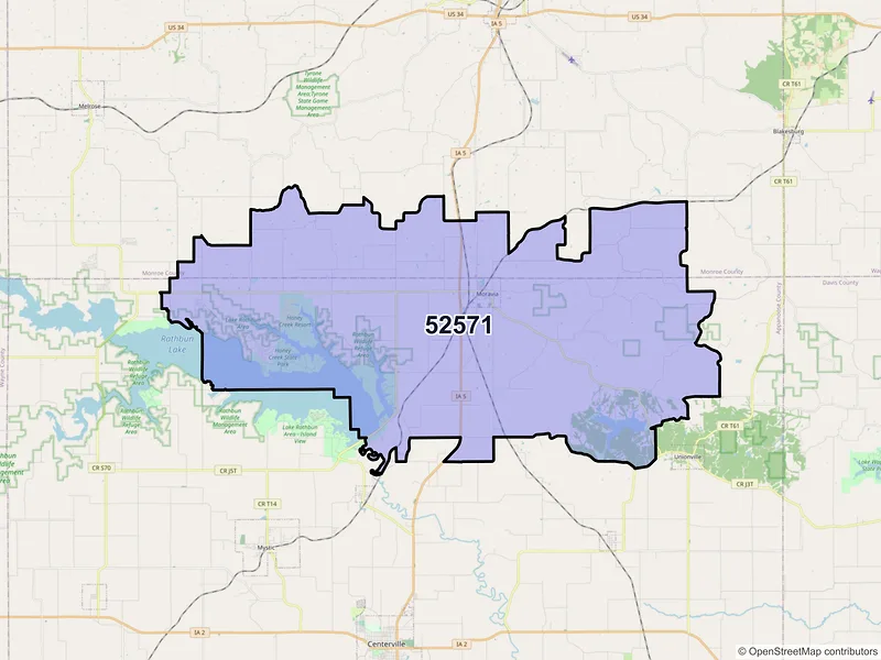 Map of ZIP Code 52571 — Moravia, IA