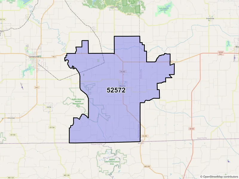 Map of ZIP Code 52572 — Moulton, IA