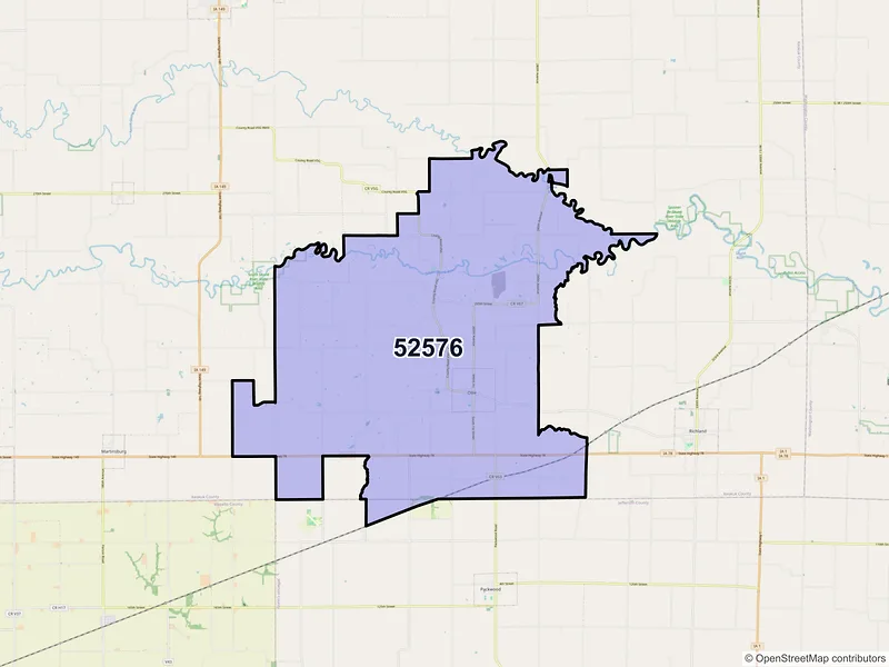 Map of Ollie, Iowa and ZIP codes