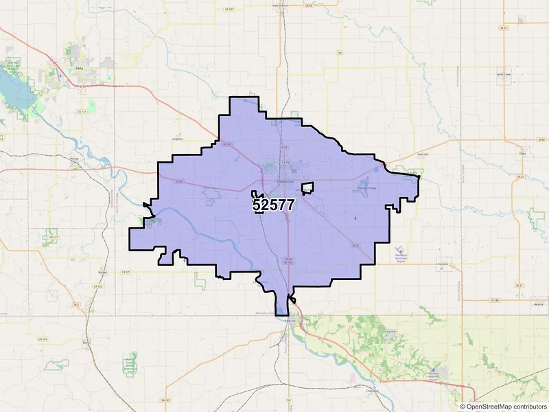 Map of ZIP Code 52577 — Oskaloosa, IA
