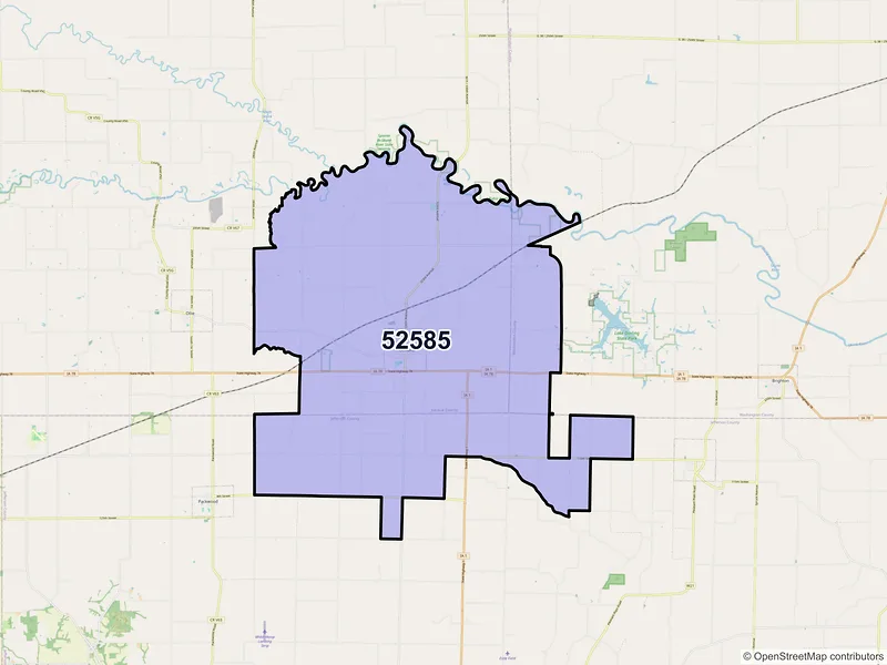 Map of ZIP Code 52585 — Richland, IA