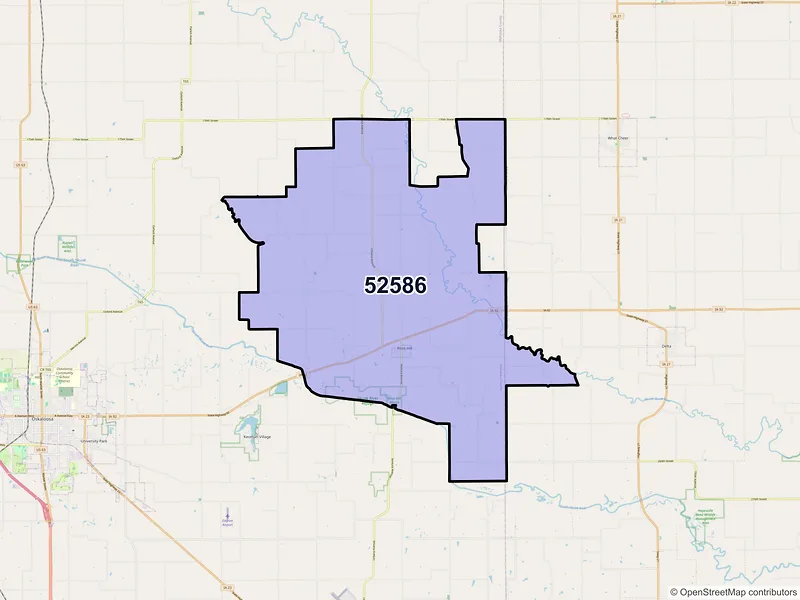 Map of ZIP Code 52586 — Rose Hill, IA