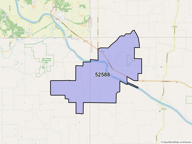 Map of ZIP Code 52588 — Selma, IA
