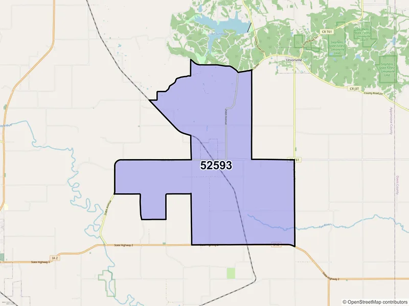 Map of ZIP Code 52593 — Udell, IA