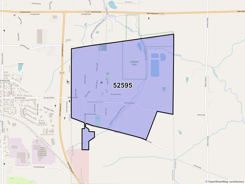 Map of University Park, Iowa and ZIP codes