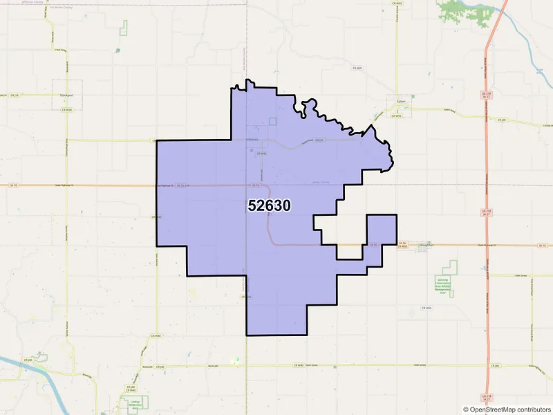 Map of Hillsboro, Iowa and ZIP codes