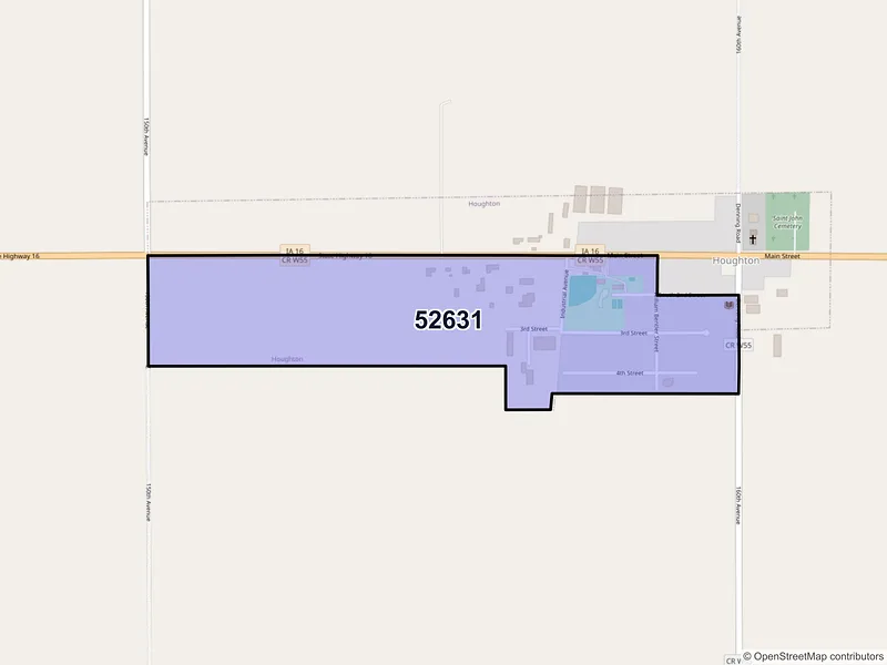 Map of Houghton, Iowa and ZIP codes