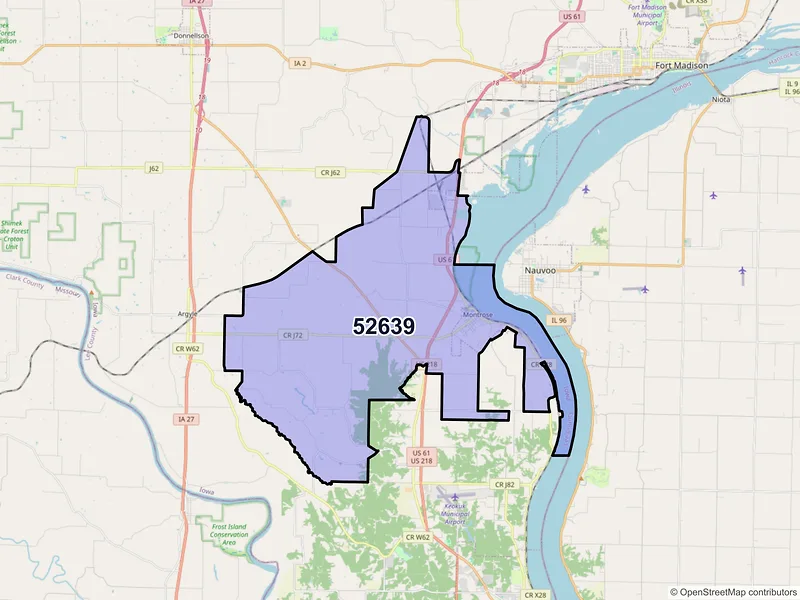 Map of ZIP Code 52639 — Montrose, IA