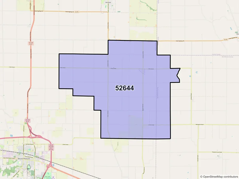 Map of Mount Union, Iowa and ZIP codes