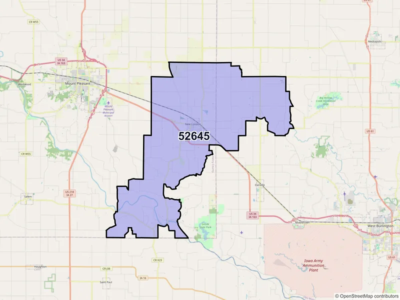 Map of ZIP Code 52645 — New London, IA