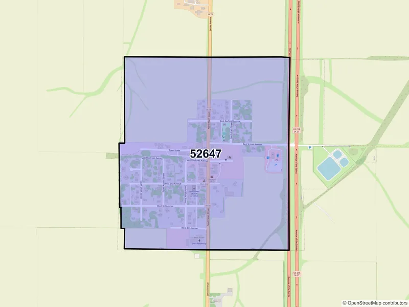 Map of Olds, Iowa and ZIP codes