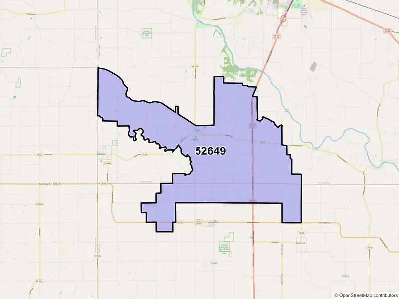 Map of ZIP Code 52649 — Salem, IA