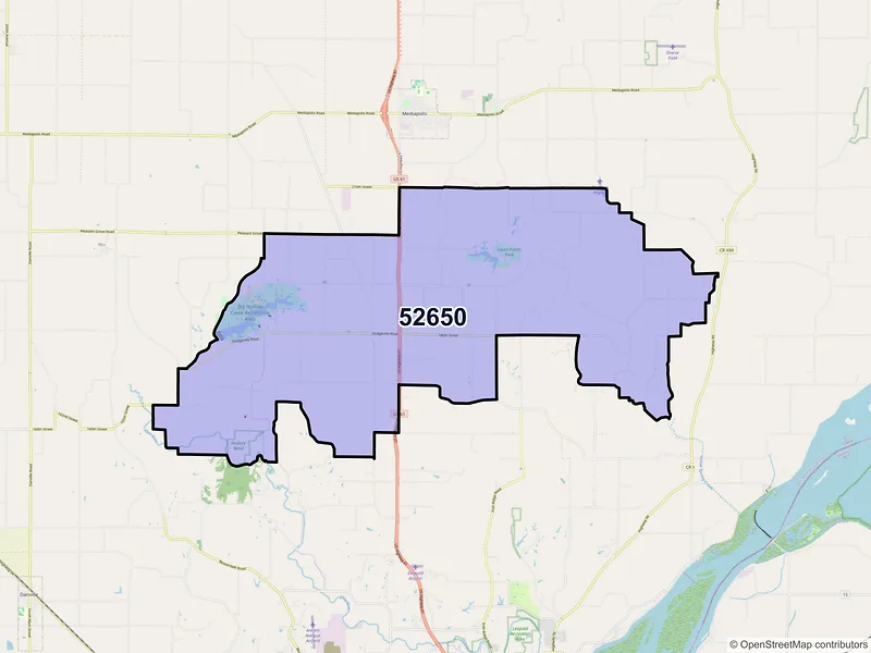 Map of ZIP Code 52650 — Sperry, IA