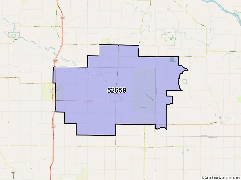 Map of Winfield, Iowa and ZIP codes