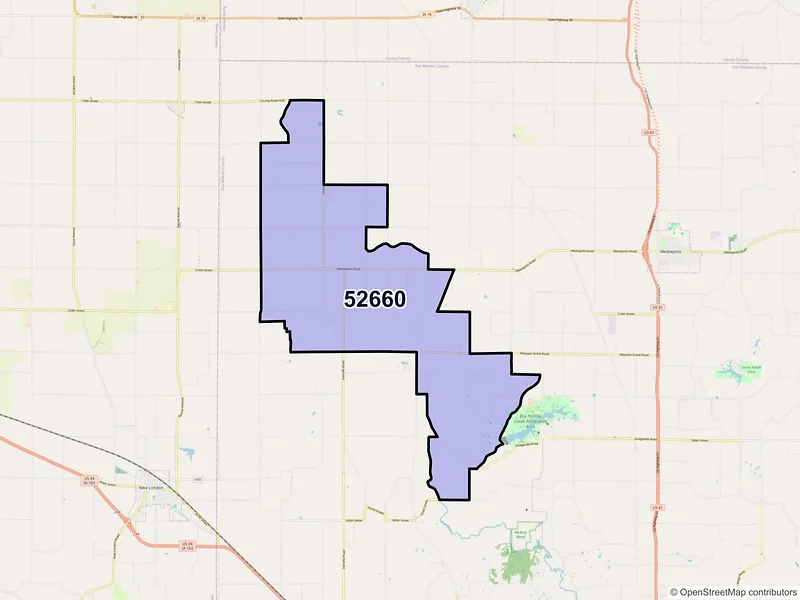 Map of ZIP Code 52660 — Yarmouth, IA