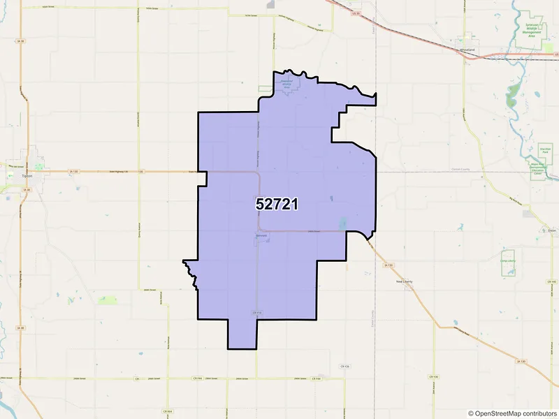 Map of ZIP Code 52721 — Bennett, IA
