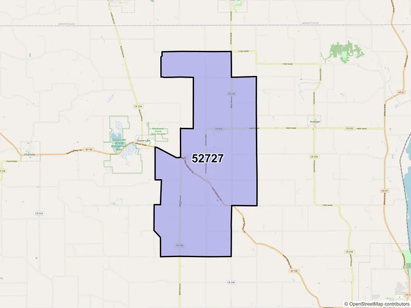 Map of ZIP Code 52727 — Bryant, IA