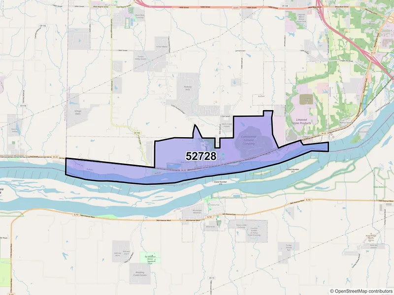 Map of Buffalo, Iowa and ZIP codes