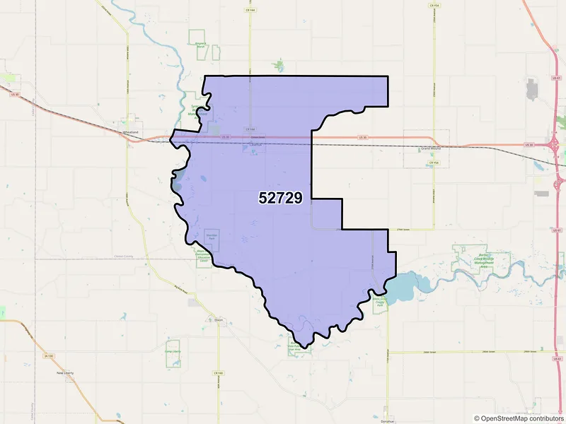 Map of ZIP Code 52729 — Calamus, IA