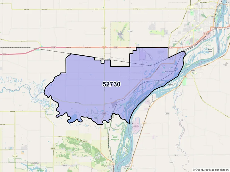 Map of ZIP Code 52730 — Camanche, IA