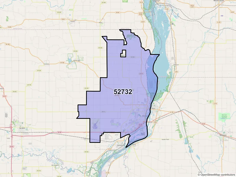 Map of ZIP Code 52732 — Clinton, IA