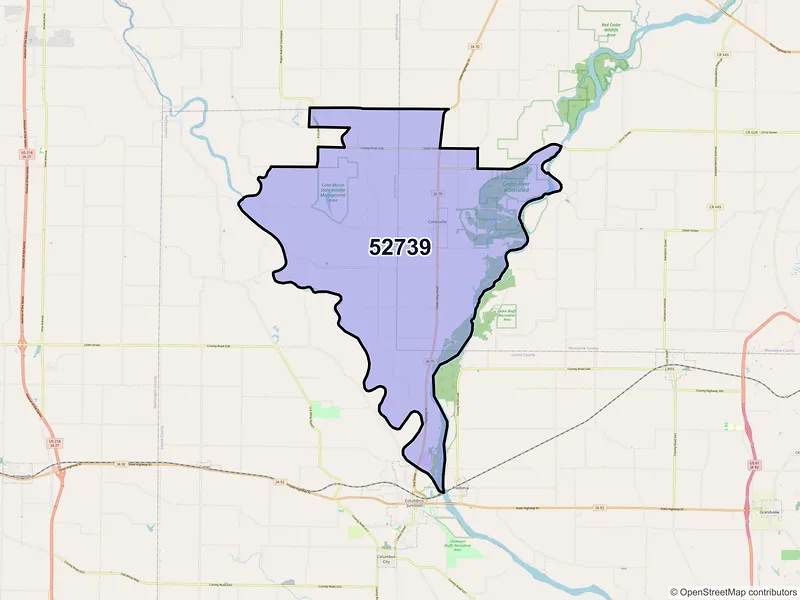 Map of ZIP Code 52739 — Conesville, IA