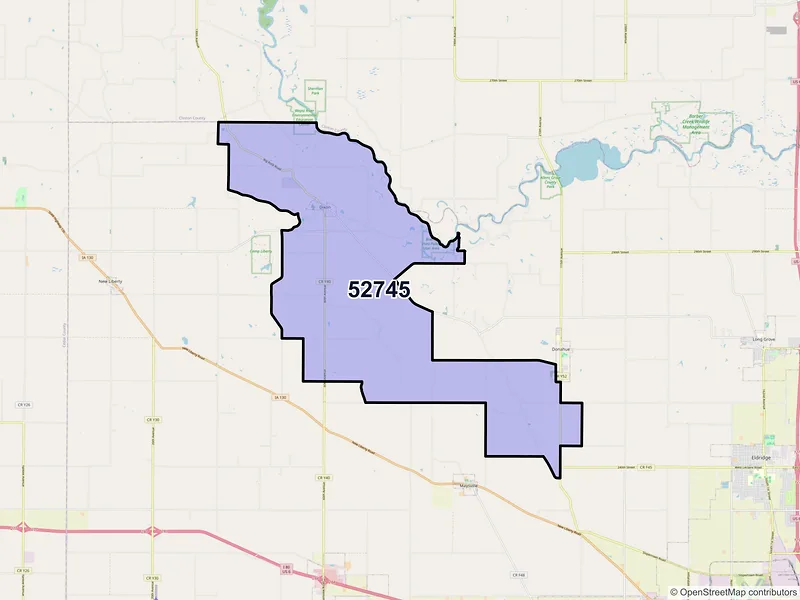 Map of ZIP Code 52745 — Dixon, IA